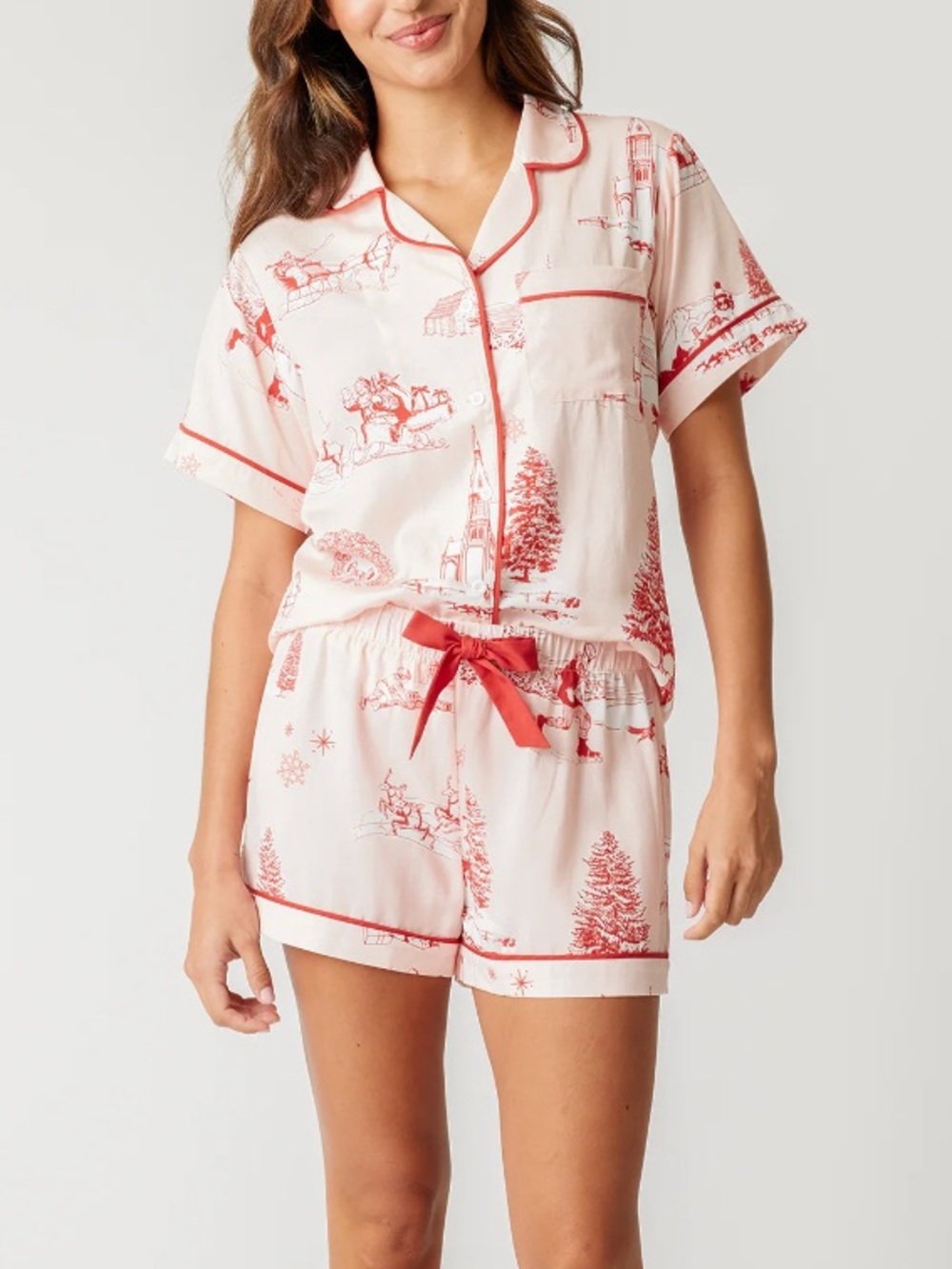 Katie Kime Holiday Toile Pajamas Shorts Set Red size 2XL/xxl